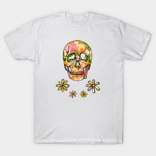 Bright skull and flowers with spring colors T-Shirt